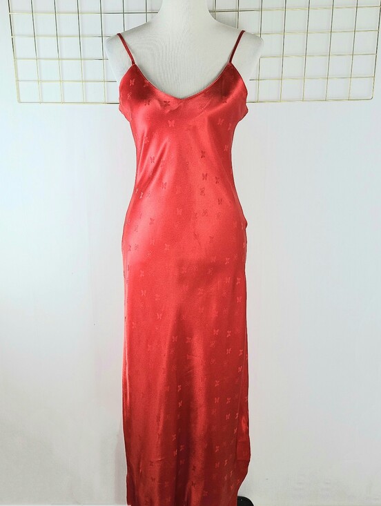Parisian Maid Dresses & Skirts - Vintage Red Butterfly Jacquard Print 90s Slip Dress